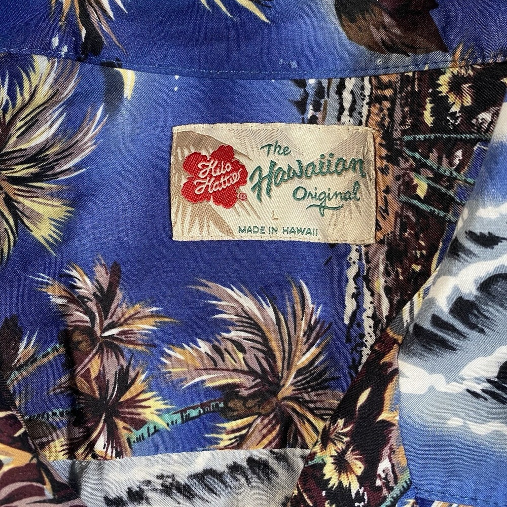 Hilo Hattie Mens Large Hawaiian Button Shirt Made in USA *Missing Button* - Picture 2 of 7